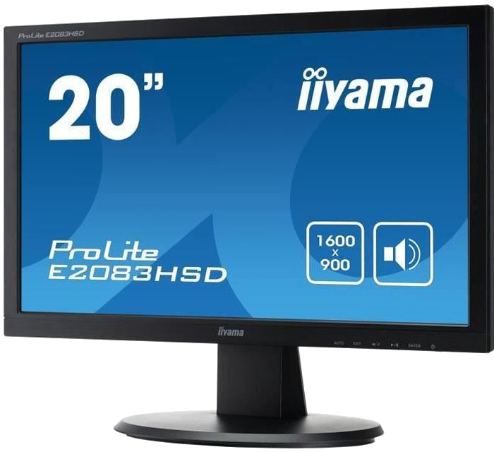 Ecran PC - IIYAMA ProLite E2083HSD-B1 - 19 - 5 1600x900 - VGA - DVI - Haut-parleurs - 250cd/m² - 12m