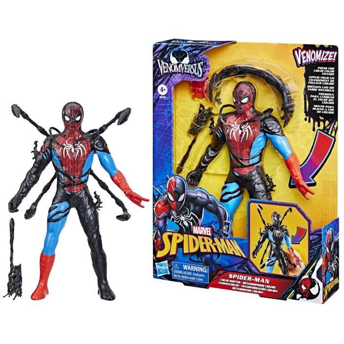 Figurine Spider-Man Métamorphose liquide de 28 cm avec accessoires, Marvel Spider-Man VenomVersus, jouets de super-héros pour enfant - Excellent état
