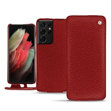 Housse cuir Samsung Galaxy S21 Ultra - Rabat vertical - Rouge - Cuir grainé