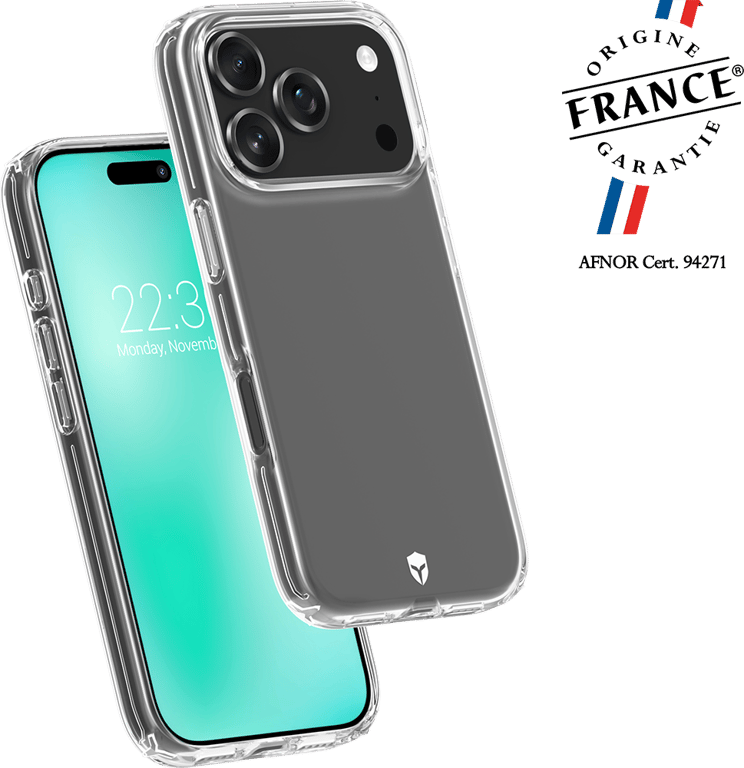 Coque renforcée iPhone 17 Pro Max FEEL Origine France Garantie 2m Transparente + Garantie à vie - Origine France Garantie Force Case - Neuf