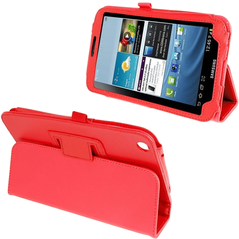 Housse Protection Cuir Rouge Samsung Galaxy Tab 3 8 Pouce T3100 Support Integral Faux cuir YONIS