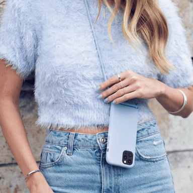 Funda bandolera de gel de silicona suave para Apple iPhone 12 Pro Max, azul lila