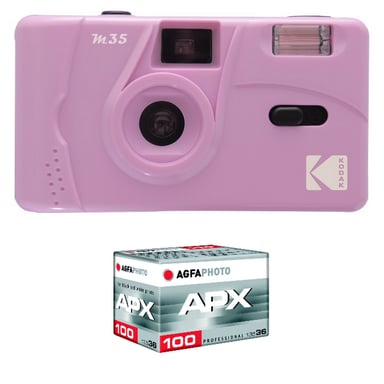 KODAK M35 - Appareil Photo Rechargeable 35mm, Objectif Grand Angle Fixe, Viseur optique , Flash Intégré, Pile AAA - Rose