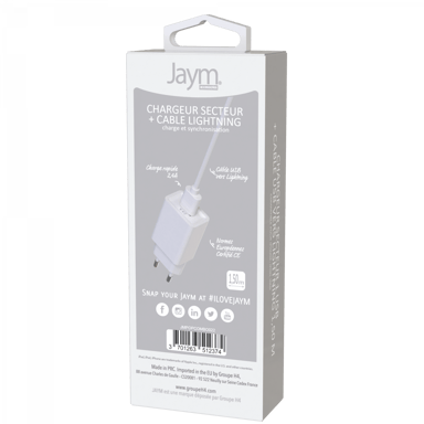 Confezione 1 Caricabatterie da rete USB 2,4A - 1,5 metri + cavo da USB a Lightning S - Collezione POP - Bianco