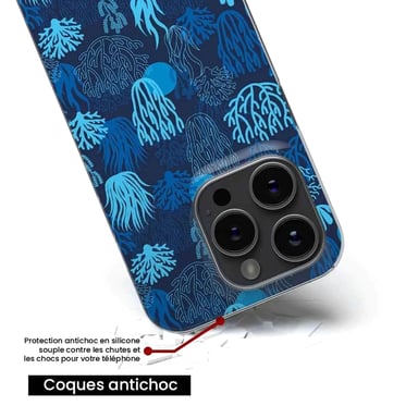 Coque en silicone - Compatible pour Google Pixel 8 - design corail bleu