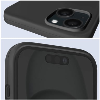 Moxie Funda para iPhone 15 Interior de microfibra Bordes levantados Negro
