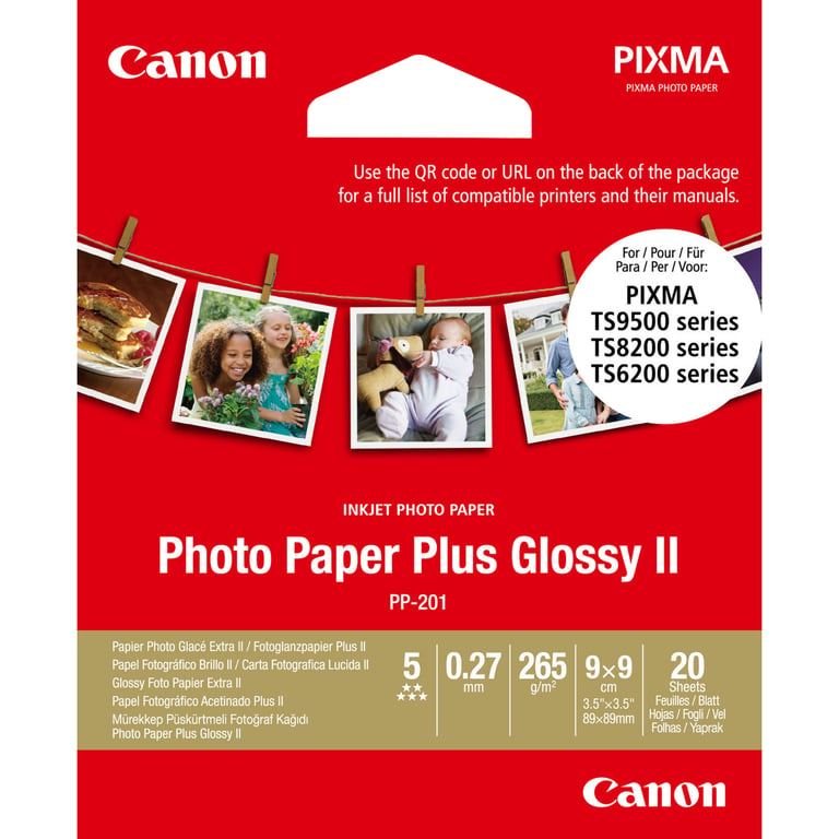 Papier photo CANON PP 201 Glacé 265gr 9x9cm 20 feuilles