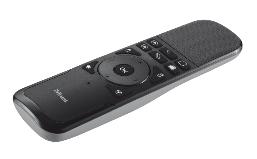 TRUST  Wireless Touchpad Presenter t&eacute;l&eacute;commande IR Noir, Gris - Neuf