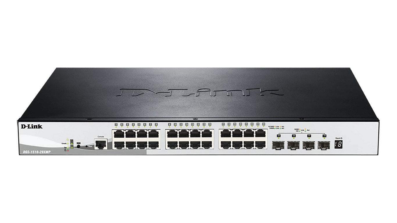 D Link SmartPro DGS 1510 28XMP Commutateur C3 Géré 24 x 101001000 PoE+ + 4 x 10 Gigabit SFP+ de bureau Montable sur rack PoE+ - vue 2