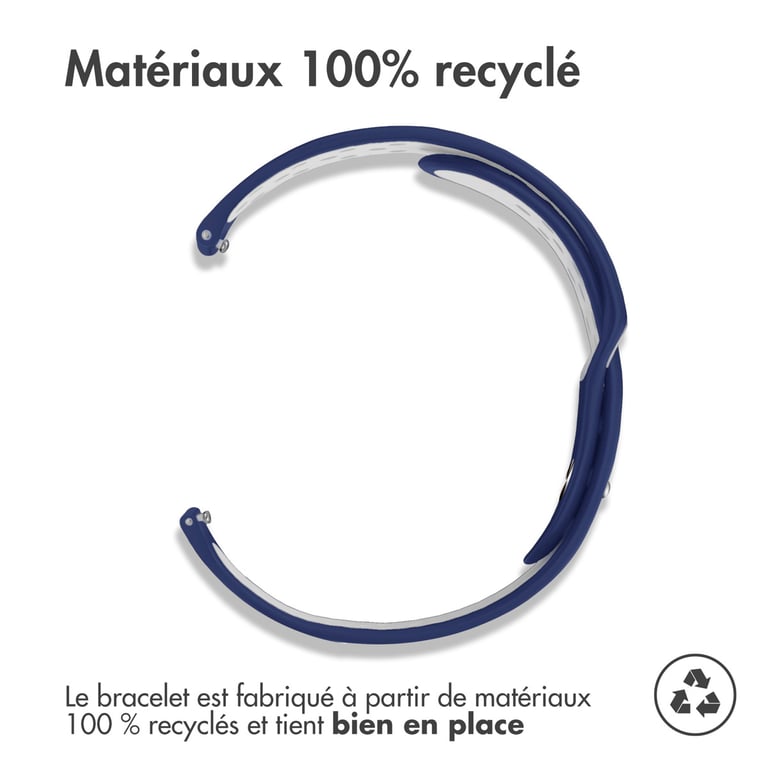 imoshion Bracelet sport en silicone - Connexion universelle 22 mm - Dark Blue & White - Neuf