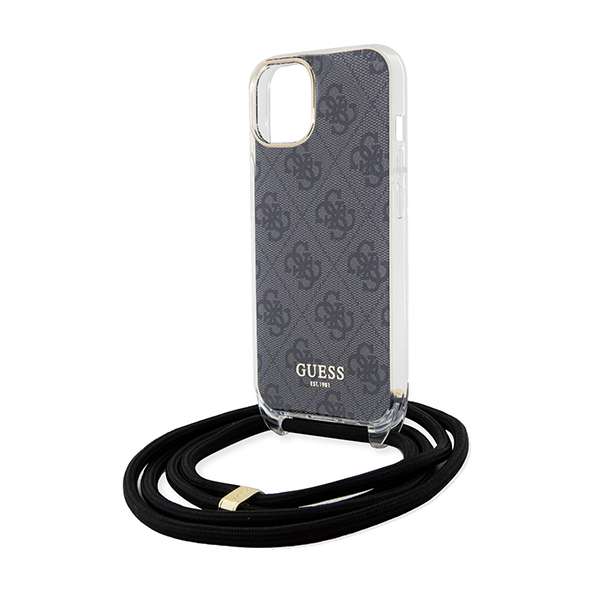 Guess Étui pour iPhone 15 6.1 noir étui rigide Crossbody Cord 4G Print - vue 3