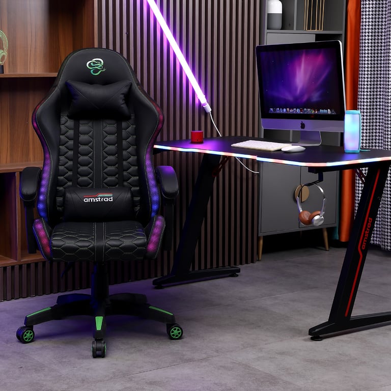 Fauteuil gaming AMSTRAD AMS LED VENOM Simili cuir et Éclairage LED 366 effets Télécommande - vue 4