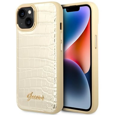 Custodia per iPhone 14 Plus 6,7'' oro Collezione Croco