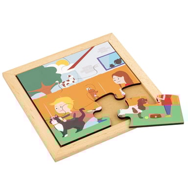 Puzzle Montessori de madera para niños pequeños - Juego educativo en el jardín