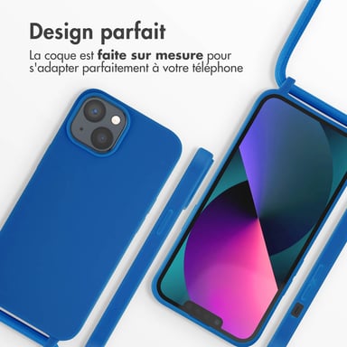 imoshion Coque en silicone avec cordon pour Apple iPhone 14 - Bleu