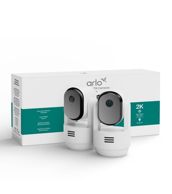 Arlo Essential Caméra de sécurité intérieure 3 2K Pan-Tilt-Zoom, pack de 2