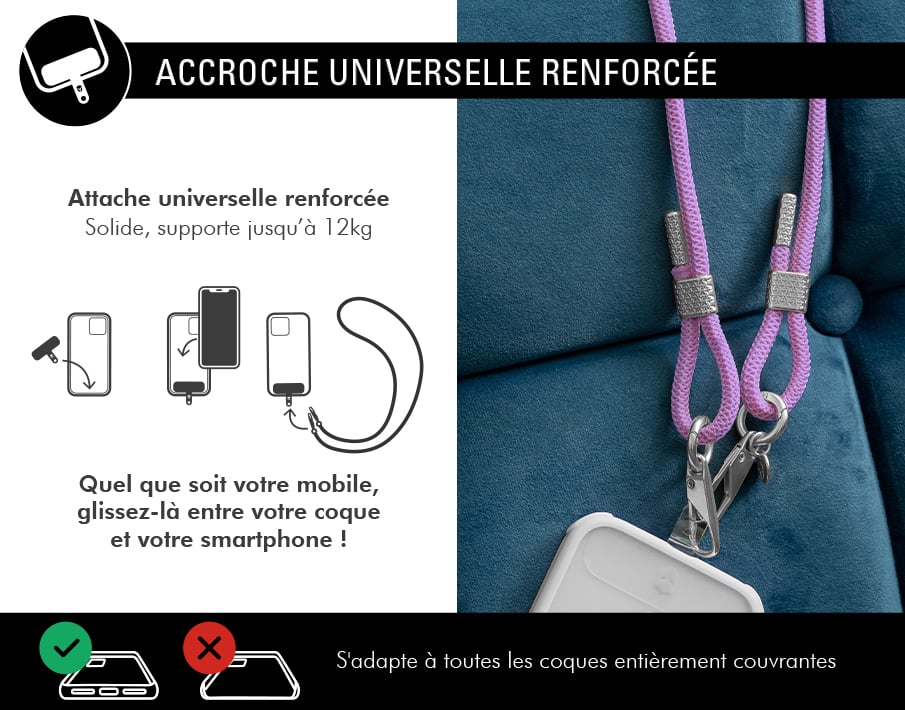 Bandoulière pour Smartphone Universel Double Accroche avec Système de Fixation Neuf - vue 8