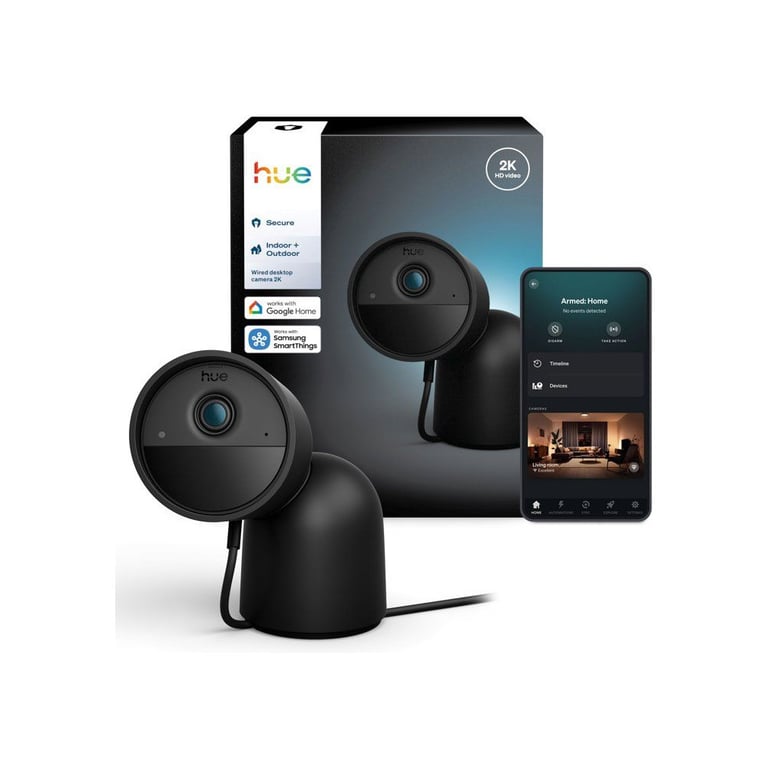 Caméra de sécurité extérieure filaire Philips Hue Secure 2K vision nocturne infrarouge Noir - Neuf