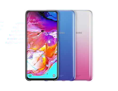 Custodia rigida Evolution Samsung viola e trasparente per Galaxy A70 A705