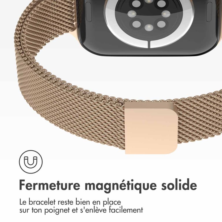 imoshion Bracelet milanais fin pour Apple Watch Series 1 à 9 / SE (38/40/41 mm) | Series 10 (42 mm) - Or