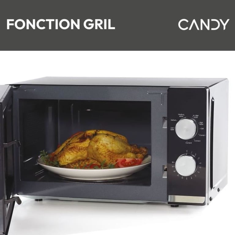 Candy Moderna CMG20TNMB Four Micro ondes Fonction Gril Fonction Décongélation 20 litres Plateau Tournant 24 5cm & - vue 3