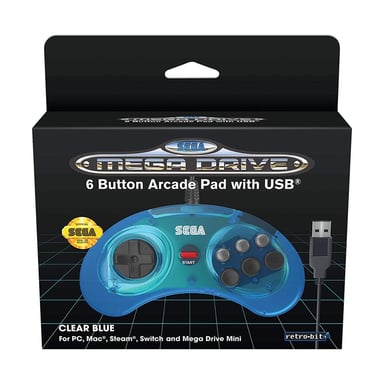 Just for Games RETROBIT Bleu USB Manette de jeu MAC, Nintendo Switch, PC, Playstation 3