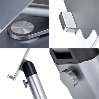 StarTech.com Support Télescopique pour PC Portable, Base Pivotante à 360&deg;, Support Rotatif pour Bureau, Hauteur et Inclinaison Réglables, Poids Max 5kg, Construction en Aluminium, Design Portable