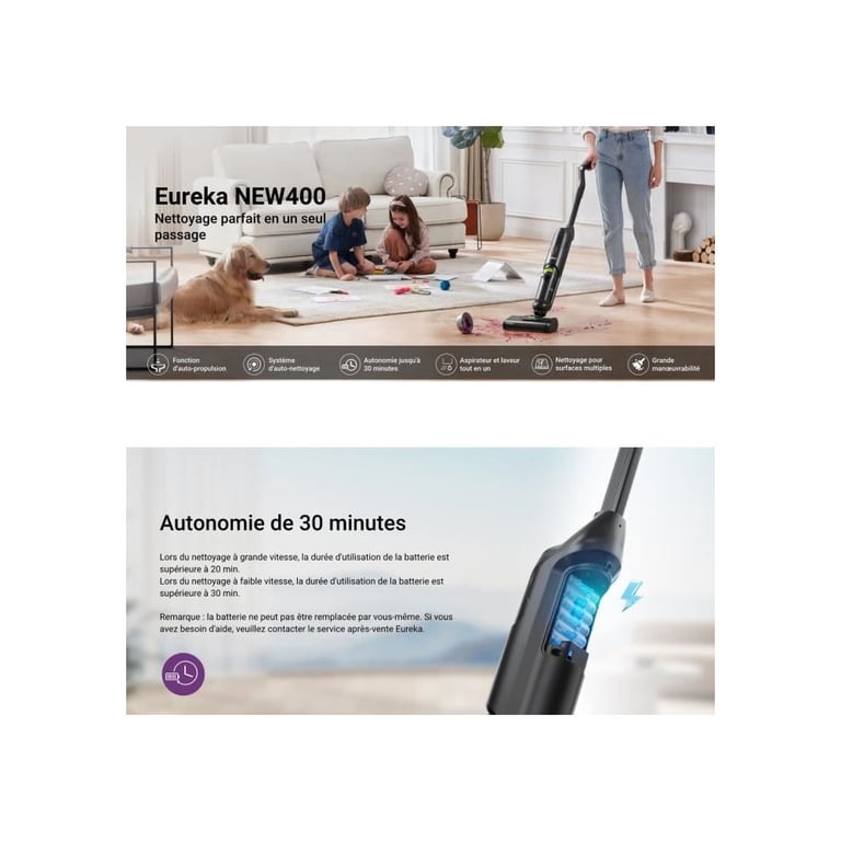 Eureka NEW400 aspirateur balai et balai électrique Batterie Sec&humide Sans sac Neuf - vue 3