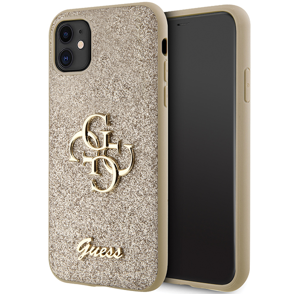 Guess Glitter Script Big 4G Coque iPhone 11 Or - vue 2