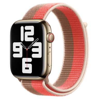 Sport Loop Band pour Apple Watch Series 1 á 10 / SE / Ultra (2) (44/45/46/49 mm) - Pink Pomelo/Tan