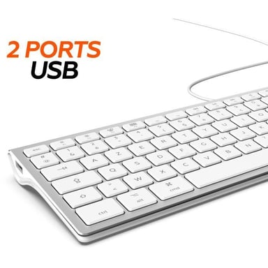 MOBILITY LAB - Teclado Mac con cable + 2 concentradores USB integrados