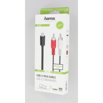Hama 00200730 câble audio 1,5 m RCA USB Noir