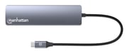 Manhattan Dock/hub USB-C con lector de tarjetas, puertos (5): Ethernet, HDMI, 2x USB-A y USB-C, con Power Delivery (PD) 100 W- requiere cargador USB-C externo (no incluido). Alimentado por USB (no requiere alimentación externa) cuando no se utiliza PD
