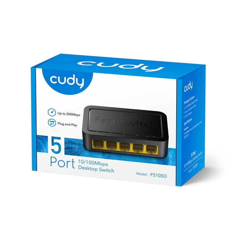 Cudy FS105D commutateur réseau Fast Ethernet (10/100) Noir - Neuf