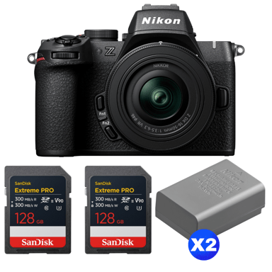 Cámara híbrida Nikon Z50 II + 16-50mm f/3.5-6.3 VR + 2 SanDisk 128GB Extreme PRO UHS-II + 2 Nikon EN-EL25a + Ebook ''20 consejos para fotos que impactan''