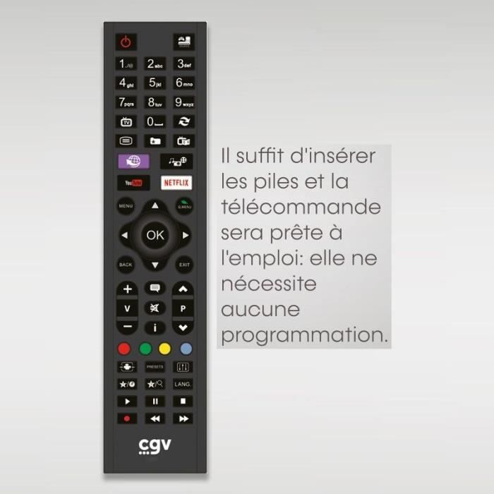 Télécommande de remplacement CGV FIDELIO Samsung Pour téléviseurs Samsung Sans programmation Prête à 'emploi - vue 3