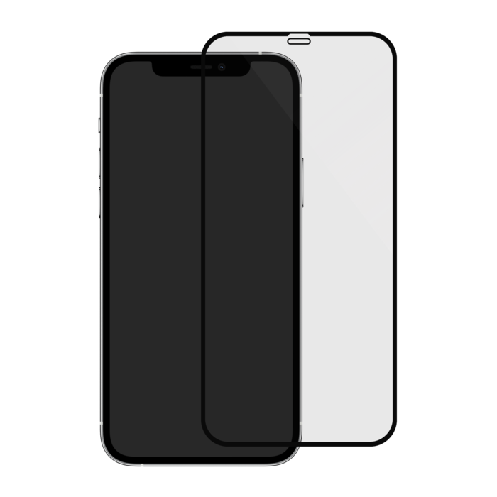 Protection d'écran antibactérienne en verre trempé ultra-résistant (100% de surface couverte) pour Apple iPhone 12 Pro Max, Noir