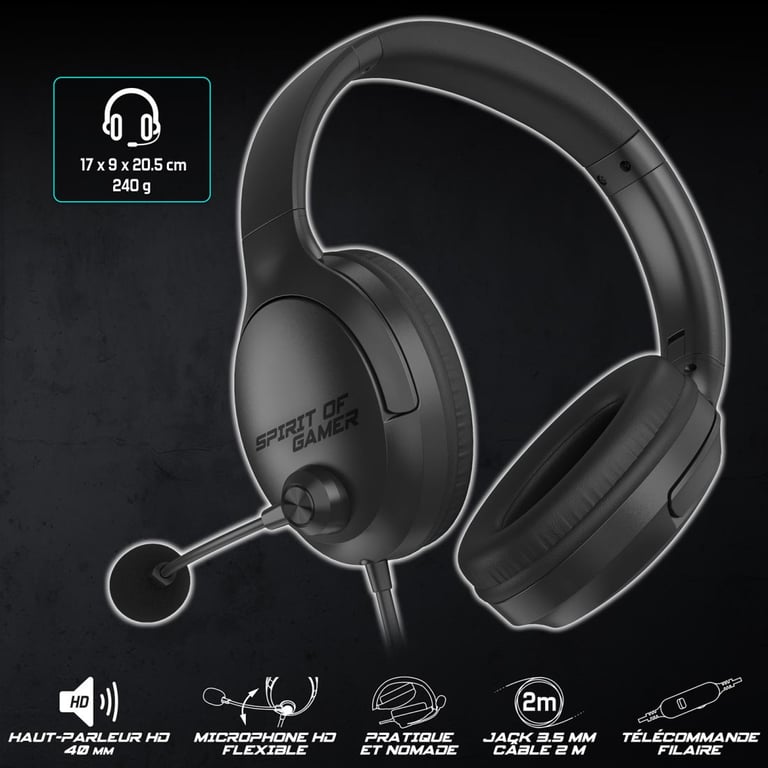 Spirit OF Gamer Gaming - PRO H4 DARK - Filaire - Stéréo 2.0 - Circum-aural Noir - vue 3