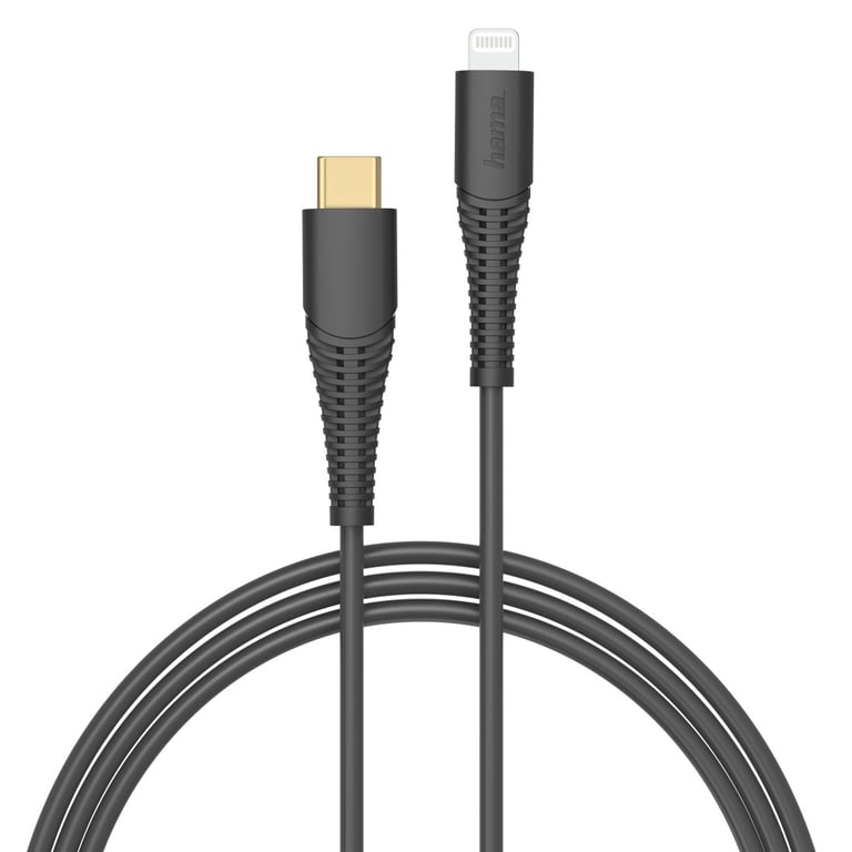 Câble de charge rapide/données, USB-C - Lightning, 1,5 m, noir