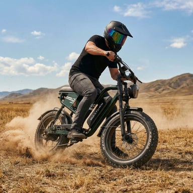 Bicicleta de montaña eléctrica MAXTURN MX10 con batería de 48 V y 13,5 Ah, Shimano de 7 velocidades - Verde