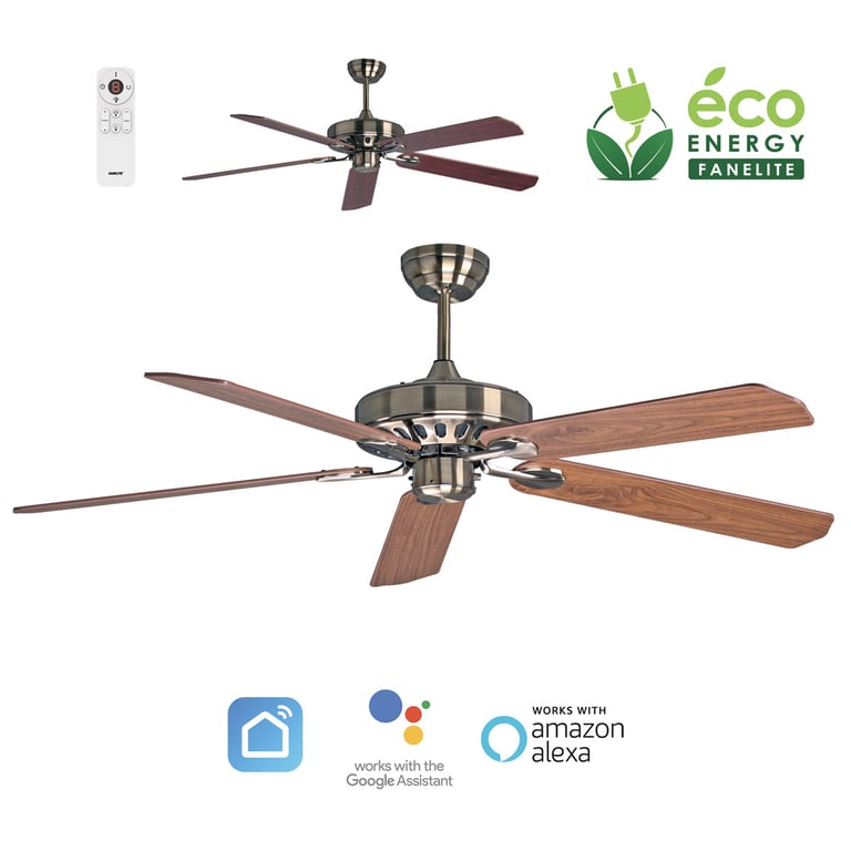Fanelite Ventilateur de plafond 152 cm SIROCO Moteur DC Télécommande Wifi&Contrôles vocaux 5 pales Très silencieux Neuf