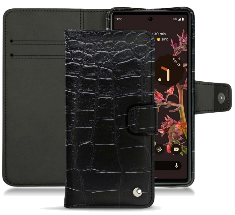 Housse cuir Google Pixel 6 - Rabat horizontal portefeuilleNoir