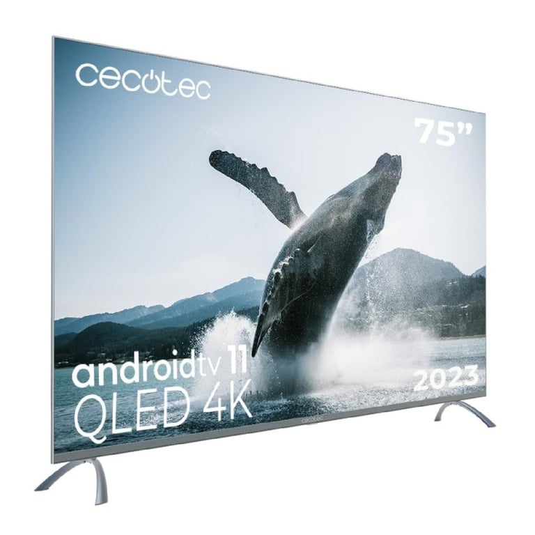 Cecotec Téléviseur QLED 75" Smart TV Série V3+ VQU30075+ 4K UHD Android TV 11 sans Bord Assistant Vocal Google et Chromecast Dolby Vision & Atmos HDR10 HBBTV 2023