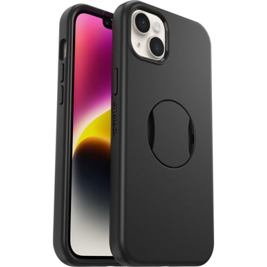 OtterGrip Symmetry per iPhone 14 Plus con MagSafe, resistente agli urti e alle cadute, con protezione antimicrobica e impugnatura integrata, testato 3 volte MIL-STD 810G - Nero