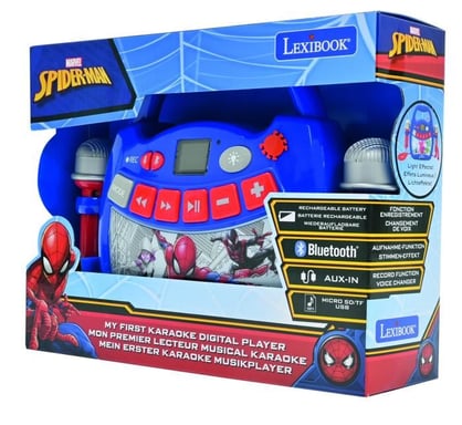 Lexibook Enceinte Bluetooth Spider-Man - Effets Lumineux, Micros, Karaoké et Enregistrement - Neuf Bleu - vue 3