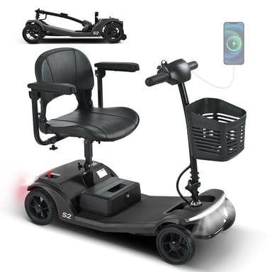 Scooter Électrique Pour Senior et PMR | SWEETRICH S2 | Vitesse Max 6 km/h | Portée de 15 km | Moteur 250W | Batterie 12Ah | Pneus Pleins | Noir