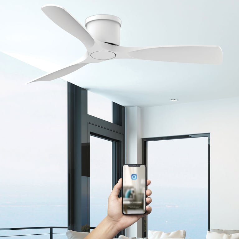 Fanelite Ventilateur de plafond 132 cm KORO SANS LUMIÈRE Moteur DC Extra plat Wifi Contrôles vocaux 3 pales Neuf - vue 2