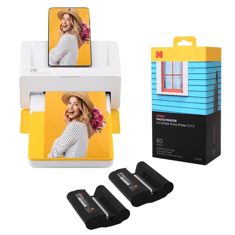 KODAK – Pack Imprimante Photo Bluetooth PD460 + Cartouche 80 Photos Format Carte Postale 10x15 cm Neuf