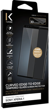 Protection d'écran en verre trempé Bord à  Bord Incurvé pour Sony Xperia 1, Noir