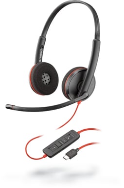 POLY Blackwire C3220 Auriculares con cable Diadema Llamada/Música USB Type-C Negro, Rojo